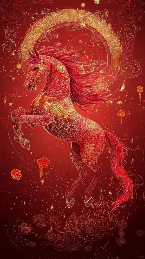 22 Hình nền con ngựa tông đỏ xoáy tròn rực rỡ gợi không khí hỷ sự giúp thu hút may mắn và khởi đầu nhiều tin vui