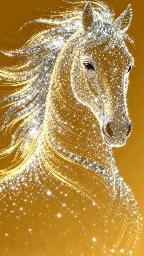 28 Hình nền con ngựa trắng phủ ánh sao vàng làm nổi thần thái kiêu hãnh thích hợp cầu tài lộc và bình an lâu dài