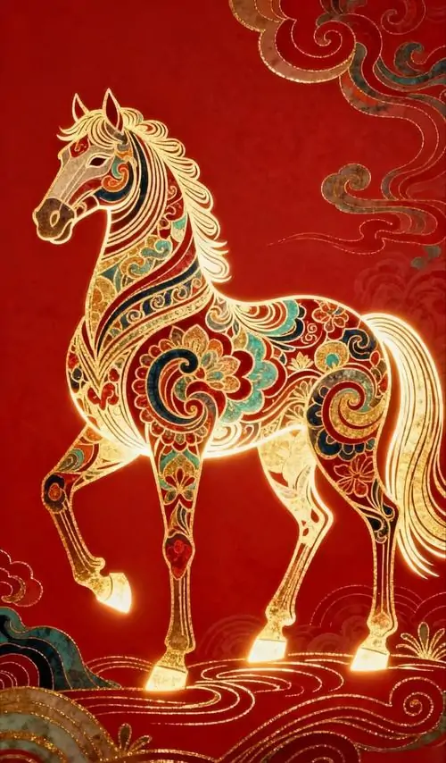 32 Nền ngựa ô dưới bầu trời đêm sâu thẳm mang vẻ bí ẩn sang trọng giúp thu hút cát khí và giữ tinh thần vững vàng