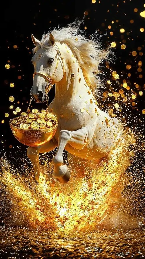 6 Nền điện thoại con ngựa sắc trắng vút lên từ ánh vàng gợi cát khí lan tỏa thích hợp cầu may và hút nguồn năng lượng tốt
