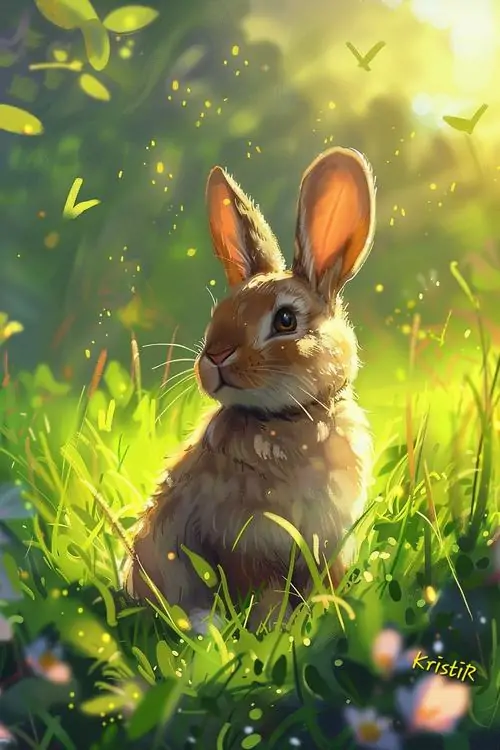 26 Dưới chiếc lá sen lớn, hai bé thỏ ngồi sát nhau giữa mặt xanh mát khiến khung cảnh trông như một câu chuyện mùa hè, đây là ảnh nền con thỏ cute rất hợp người thích cảm giác tĩnh lặng và mềm mại