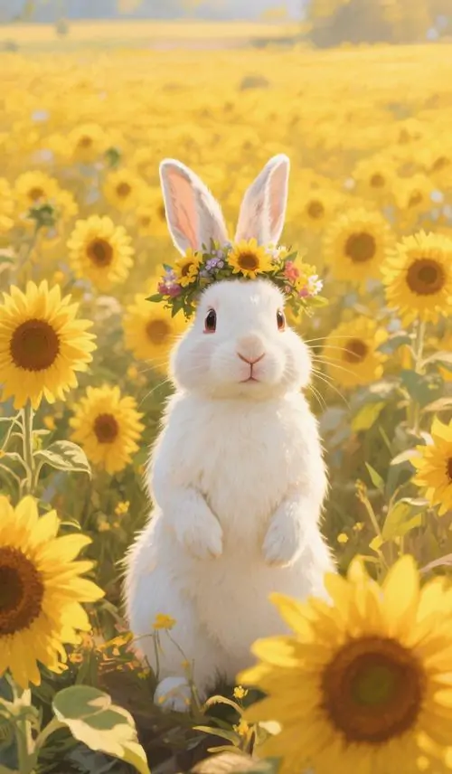 32 Thảm cỏ vàng phủ nắng làm hai bé thỏ nằm ngủ trông êm như bông, bố cục giản dị nhưng sáng rõ giúp ảnh nền thỏ xinh này mang vẻ thư giãn tự nhiên, hợp làm nền mỗi ngày thật dịu