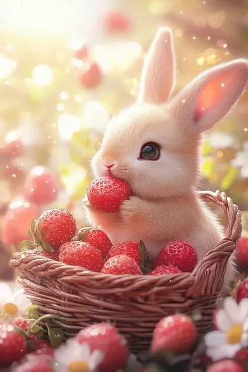 40 Wallpaper thỏ cute chụp cận chú thỏ nâu ló ra từ thân cây, phần lông quanh má mềm mượt khiến biểu cảm tò mò thêm sinh động, phù hợp làm hình nền con thỏ cute cho ai thích chất rừng xanh 4K