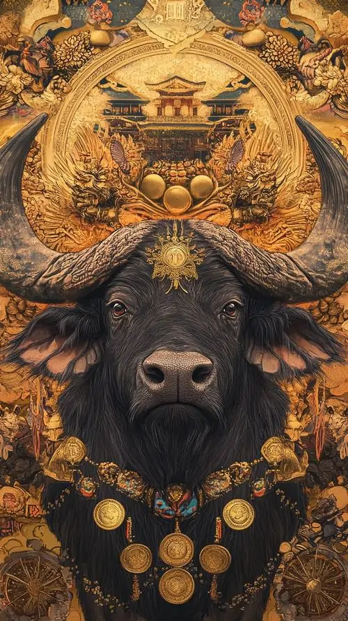 2 Hình nền 4K trâu bước qua vệt nắng trên ruộng gợi bản tính siêng năng và mở lối cho vận trình hanh thông hơn