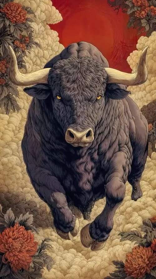 9 Hình trâu vàng dưới ánh hoàng hôn đỏ tạo nét mộc mạc sang trọng vừa đẹp mắt vừa nâng cảm giác gặp nhiều thuận lợi