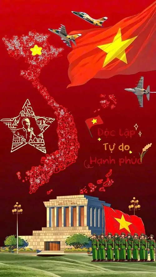 20 Bản đồ Việt Nam với dải đất hình chữ S được bao bọc bởi hình ảnh các chiến sĩ lực lượng vũ trang thể hiện vai trò gìn giữ trật tự và an ninh quốc gia bền vững trước mọi thế lực thù địch trong thời kỳ mới.