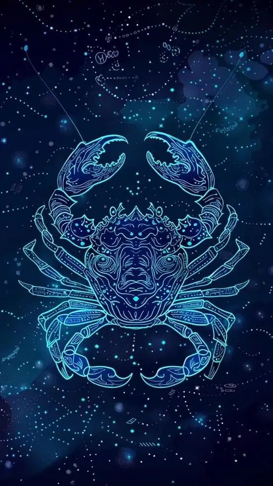 13 Ảnh nền HD chòm sao Cự Giải có con cua tạo từ vệt sao trắng nổi trên nền xanh sâu rất hợp làm ảnh nền tối