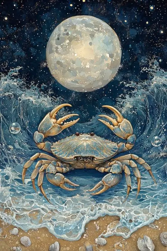 2 Hình nền 4K Cancer tỏa sáng bằng lớp ánh bạc phủ trên đại dương xanh lạnh nhìn rất nhạy cảm nhưng vẫn đầy nội lực