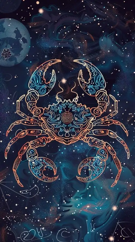 3 Ảnh nền HD Cung Nước Thống Lĩnh đặt biểu tượng con cua bên trăng non giúp khung hình giữ được vẻ che chở rất rõ