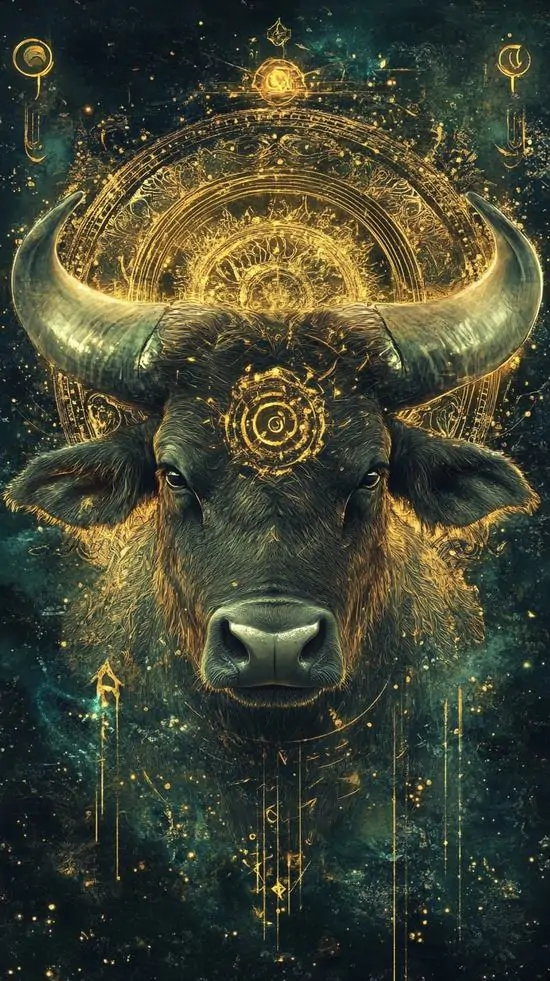 2 Ảnh nền Taurus cận mặt trầm sâu trong lớp sáng xanh lục tạo cảm giác an yên cho người mê Bạch Dương