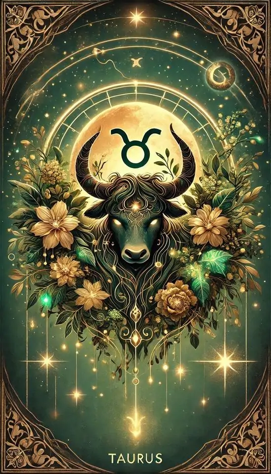 3 Hình nền đẹp bò thần trong khung cổ điển ngập hoa lá và glyph sáng hợp người thích Bạch Dương dịu mắt