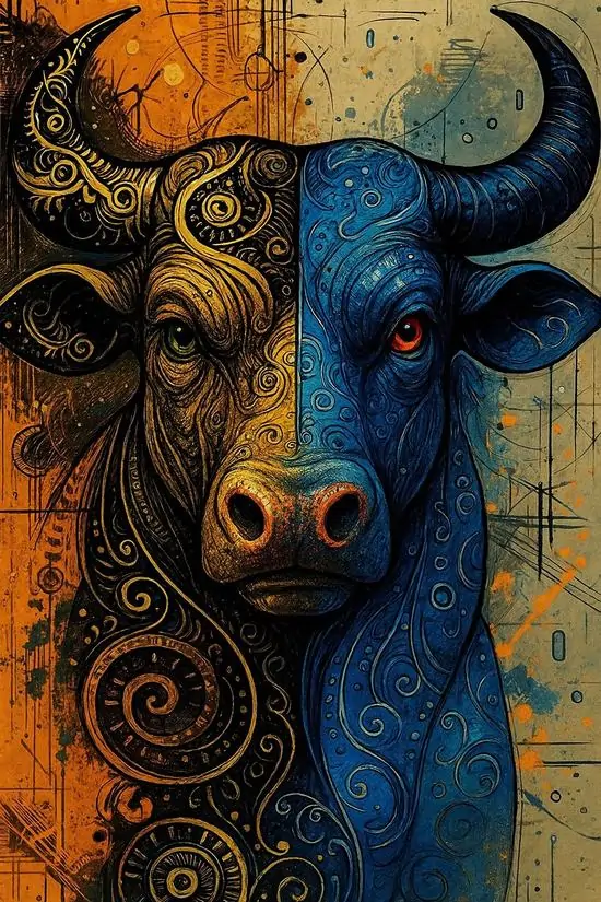 4 Hình nền 4K mặt The Bull chia đôi xanh cam đầy thẩm mỹ nhìn mạnh mẽ mà vẫn hợp chất Bạch Dương