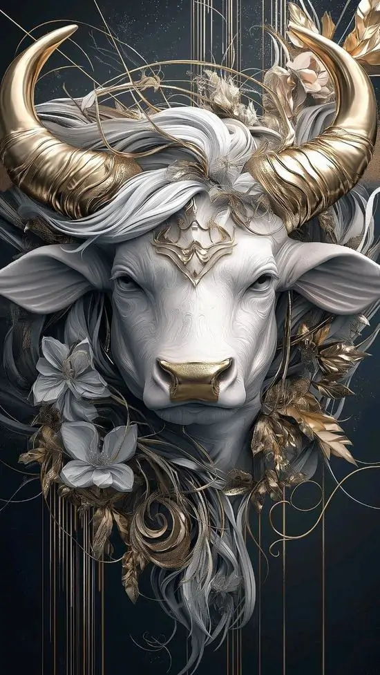 14 Hình nền 3d dọc chân dung bò trắng mềm và sắc nét gợi vẻ đáng tin cho người thích Bạch Dương thanh lịch