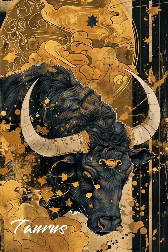 15 Ảnh cover bò đen trên nền hoa văn cổ và chữ Taurus rất hợp gu Bạch Dương mê vẻ giàu sang