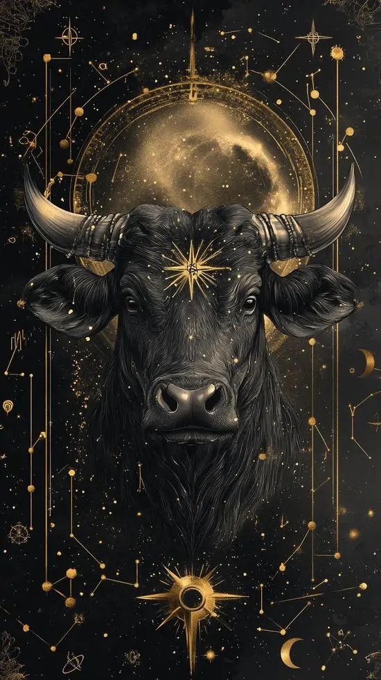 18 Ảnh nền cá tính mặt bò đen dưới vầng sáng lớn cho cảm giác kiên trì hợp với Bạch Dương hiện đại