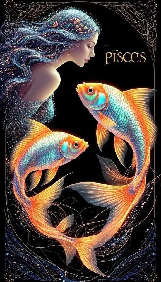 13 Hình nền 4K cute với ba chú cá phát quang bơi trên nền đêm, sắc cam xanh tương phản làm ảnh nền đt rất bắt mắt