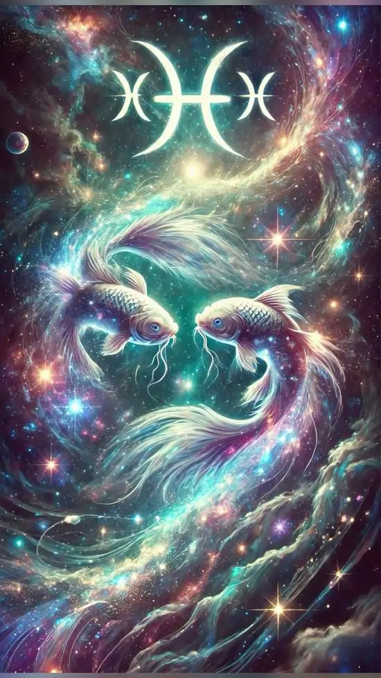 20 Hình nền 4K anime cặp cá ánh sao xoắn giữa ngân hà, màu xanh bạc loang mịn khiến ảnh nền thêm mơ màng và sâu lắng