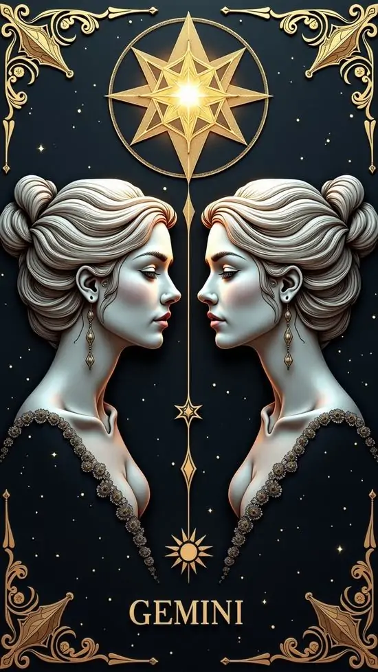 21 Ảnh nền đt Iphone Song Tử với hai khuôn mặt lồng ghép trong nền gió nhẹ cho cảm giác hiện đại và giàu chuyển động