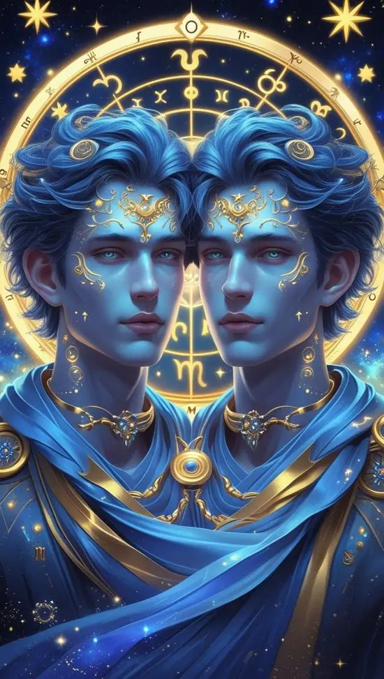 24 Ảnh bìa Gemini ghép Castor và Pollux theo kiểu trừu tượng tạo vẻ bí ẩn vừa đủ mà vẫn giữ tinh thần đối đôi