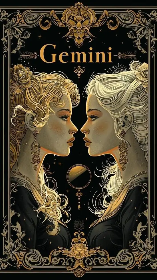 5 Ảnh nền Song Tử khai thác biểu tượng song sinh cùng màu vàng nhạt khiến khung hình sáng rõ và hợp gu năng động