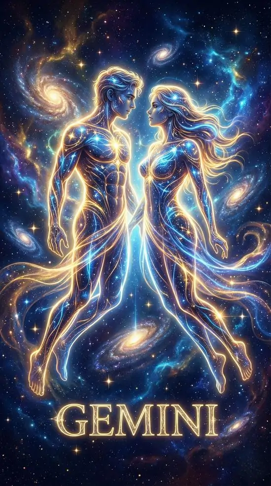 7 Ảnh nền HD Song Tử phối màu vàng sáng với tia sao mảnh tạo nên cảm giác vui tươi và sạch mắt cho thiết bị