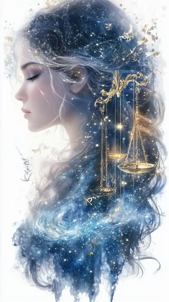 27 Ảnh bìa Thiên Bình kiểu neon tím xanh, cán cân công lý phát sáng giữa phố đêm mang vẻ đẹp mềm nhưng sang