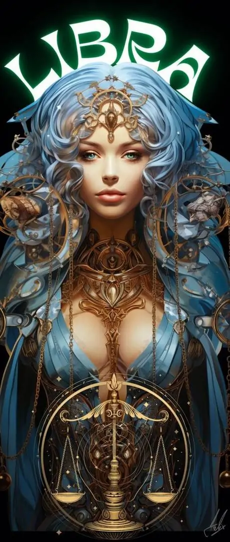 8 Ảnh wallpaper chân dung Libra đội mấn xanh bạc, ánh nhìn ngầu và thần thái quyền lực bật lên trên nền tối