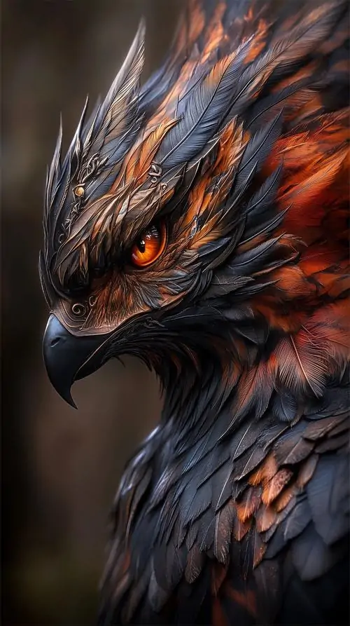 21 Ảnh nền điện thoại đặt đại bàng trước mặt trăng đỏ như một phù hiệu quyền uy, nền sơn loang đen nâu theo kiểu truyện tranh Nhật làm bật đồng tử vàng gây ấn tượng mạnh và khí chất bản lĩnh không hề thỏa hiệp