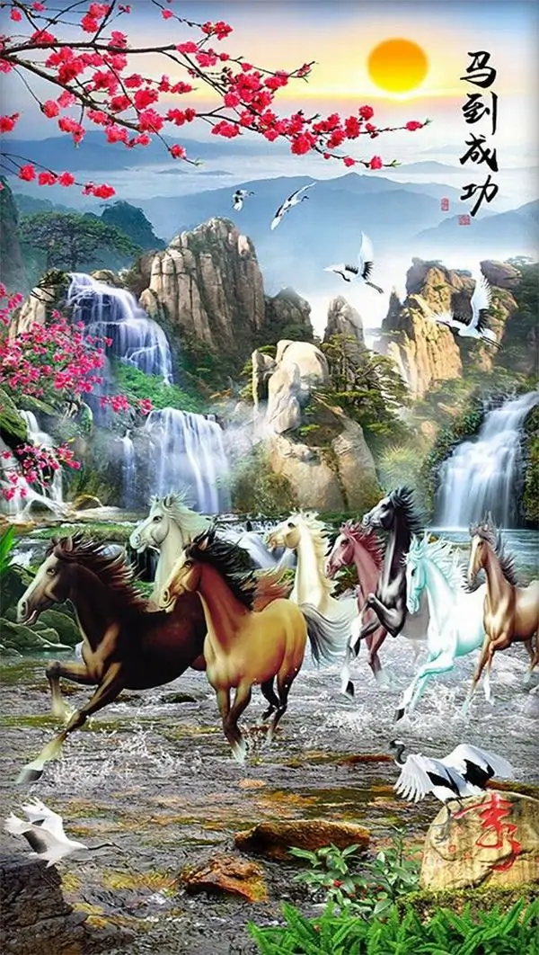 3 Tranh bát mã chạy trên sóng nước mênh mông là biểu tượng cho sự bền bỉ và ý chí kiên cường trong văn hóa Trung Hoa.