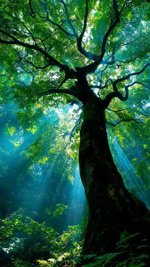 13 Ảnh nền Đại Lâm Mộc nổi bật với thân cây lớn, sắc xanh sâu và thần thái bền bỉ rất riêng