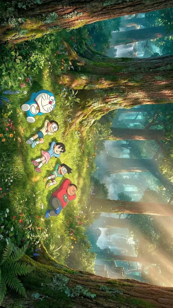 11 Ảnh nền máy tính chất lượng cao vẽ nhóm bé nhỏ trong rừng nắng sớm mang chất hình nền thiên nhiên đầy dịu dàng