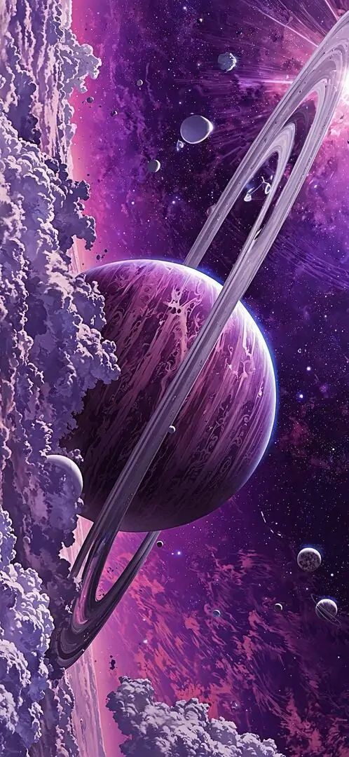17 Hình vũ trụ tím với vành đai hành tinh hợp ảnh nền Ultra HD cho máy tính nhờ độ phân giải 4K rất mượt