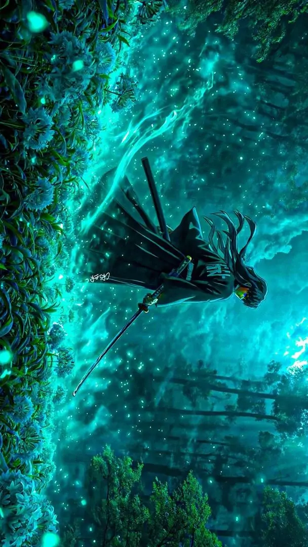 15 Ảnh nền HD anime dưới biển xanh ngọc, bóng người rơi giữa tàn tích tạo không khí điện ảnh và cuốn mắt