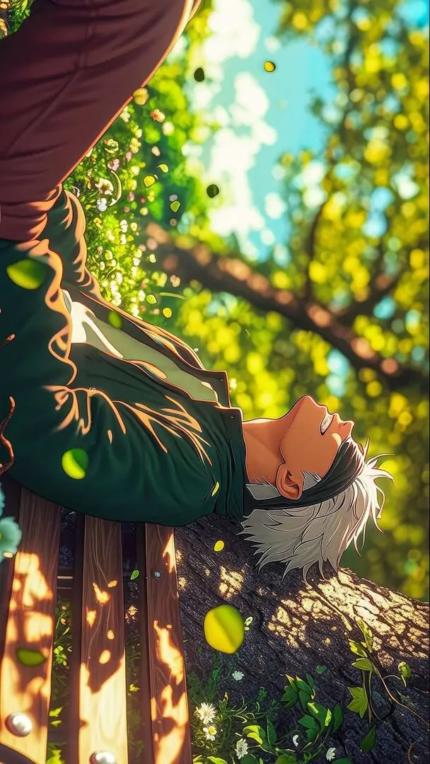 18 Ảnh wallpaper anime khung nghiêng dưới tán cây sáng, cô gái nằm yên khiến màu sắc hè trở nên mềm và dịu