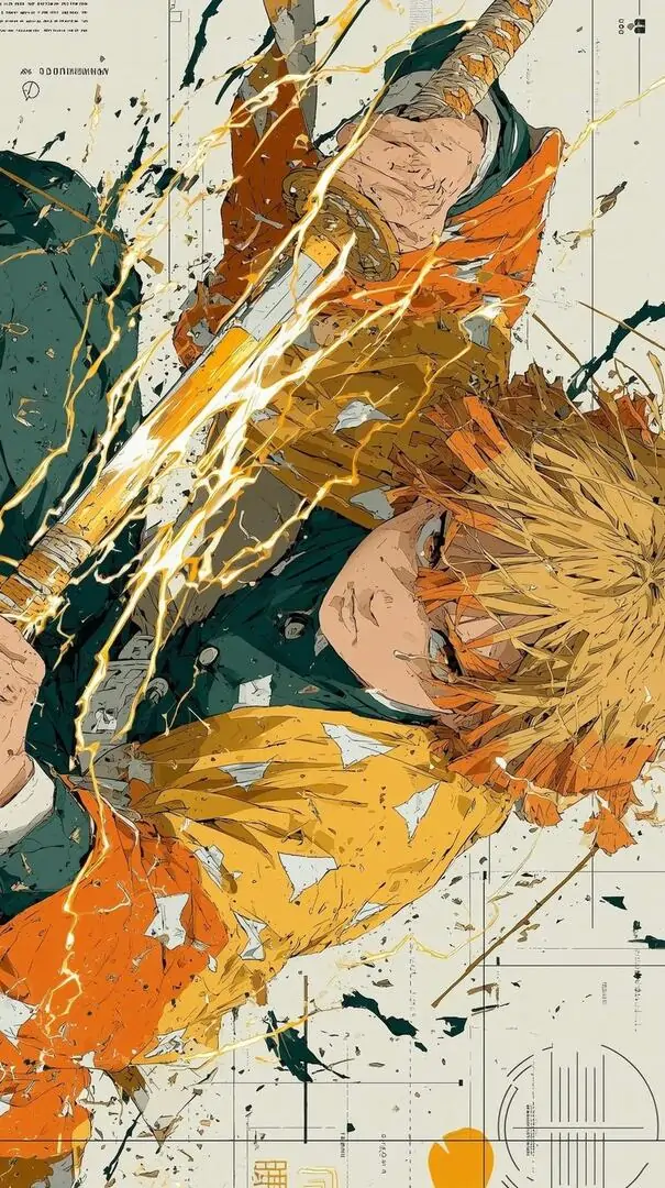 4 Hình nền 4K anime gam cam kem, nhân vật nghiêng mình với nét phác mềm và không khí điện ảnh lạ mắt