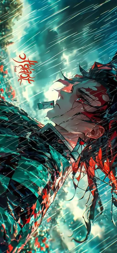 7 Hình nền máy tính anime 4K vẽ cô gái giữa nước xanh, chuyển động xoáy làm khung hình lạnh và kịch tính