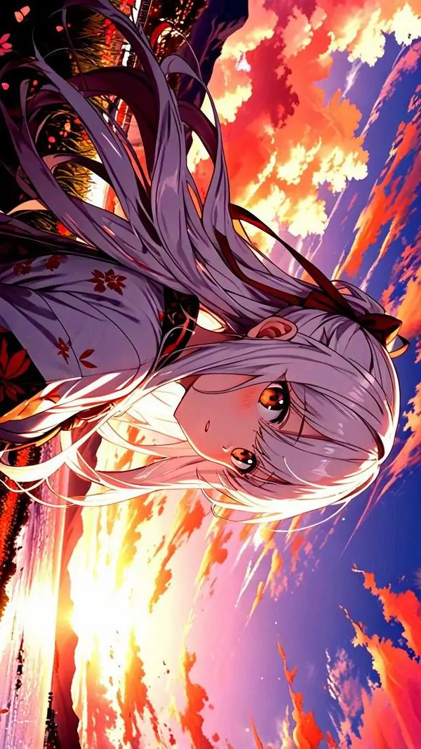 10 Hình cô gái xoay ngược giữa nền cam lửa rực, hoàng hôn bùng sáng rất hợp màn hình lớn cần điểm nhấn