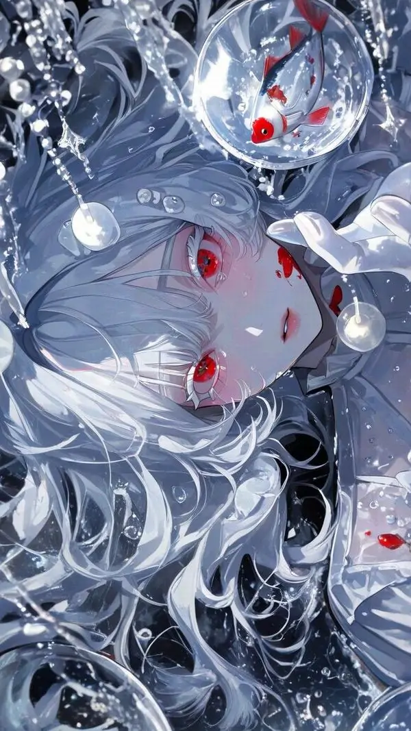 11 Hình nền nữ hoạt hình Nhật tông bạc với đôi mắt đỏ nổi, lên điện thoại vẫn giữ chất lạnh và hài hòa