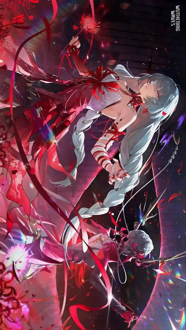 14 Ảnh nền cô gái chuyển động giữa xoáy đỏ tím dữ dội, độ tương phản cao làm iphone nổi bật cả khi khóa máy