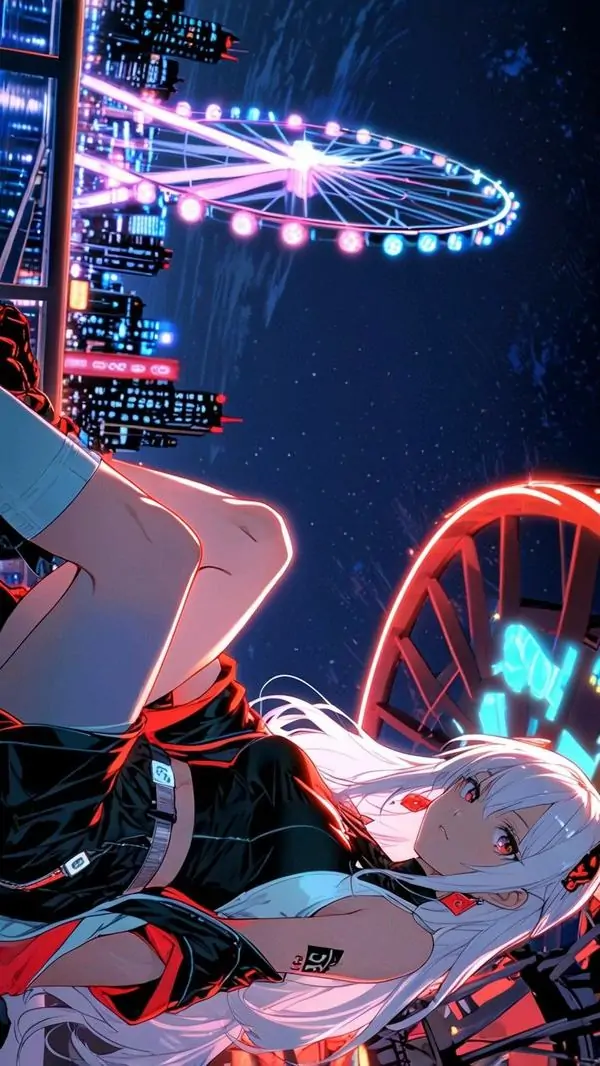 20 Hình nền điện thoại cô gái lộn ngược giữa phố neon, độ phân giải cao hợp màn hình lớn thích chất hình nền phong cảnh anime