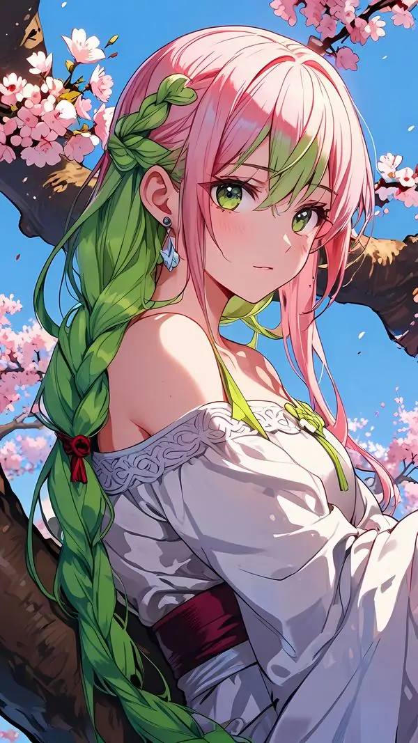 6 Ảnh bìa cô gái tóc xanh hồng dưới trời hoa nở, bảng màu tươi làm laptop sáng hơn và nhìn cực dịu mắt