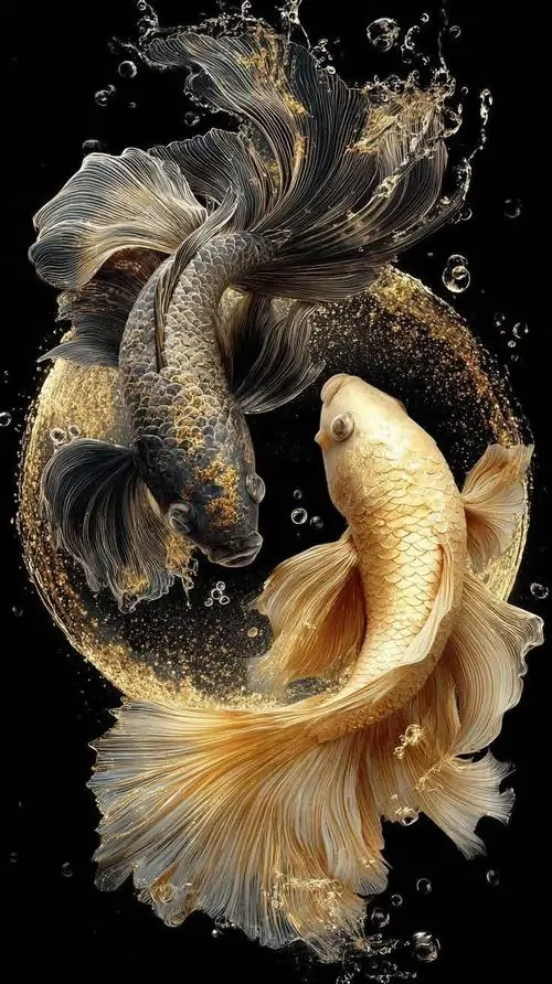 10 Ảnh nền phong thủy ngũ hành cá chép âm dương đại diện cho sự cân bằng và sự sinh sôi nảy nở về tài lộc.