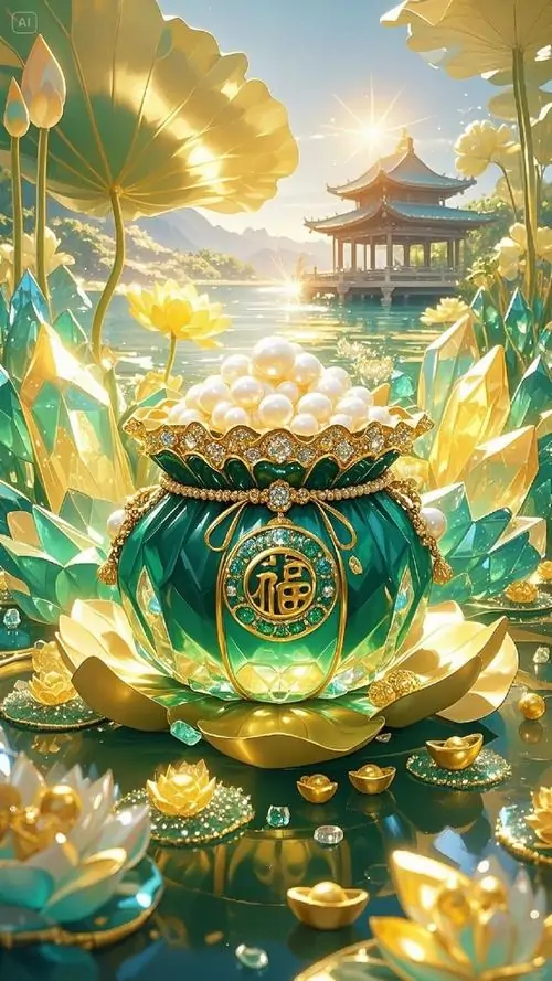 20 Ảnh nền đt bình gốm chứa đầy ngọc quý biểu thị cho sự tích lũy tài sản và tài lộc luôn đầy ắp.