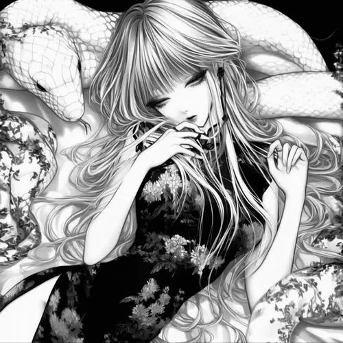 10 Ảnh anime nữ đen trắng ngầu có mắt đen sâu thẳm cùng khuyên môi nhỏ nhấn mạnh vẻ lạnh và khó gần