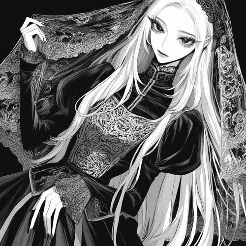 1 Hình anime nữ lạnh lẽo với đôi mắt sắc lạnh nhìn xéo đầy thách thức tóc đen dài phủ nửa gương mặt