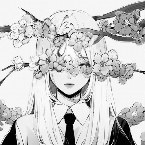 23 Ảnh anime nữ đen trắng ngầu với gương mặt vô cảm và lông mày sắc tạo dấu ấn mạnh ngay cái nhìn đầu