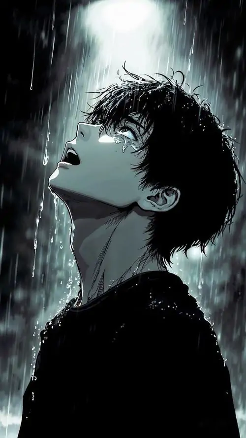 24 Thiếu nữ đội mũ len bước qua phố tuyết đầu mùa, hai tay giấu trong túi áo dày và mắt nhìn xuống vệt chân mình, ảnh manga buồn giữ không khí lạnh tới tận nền ảnh