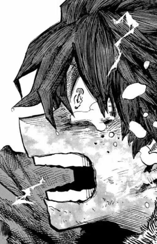 3 Hình nền manga chàng trai tóc tối che gần nửa mặt, miệng há lớn như đang gào khóc, bàn tay siết mạnh phía trước khiến khung tranh trắng đen căng thẳng và rối bời