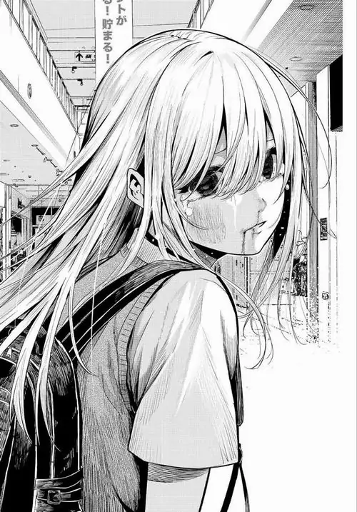 4 Thiếu nữ tóc sáng quay đầu nhìn lại qua vai, áo ngắn đơn giản và ánh mắt xa xăm làm bức ảnh manga buồn có cảm giác trống vắng của một buổi chiều im ắng