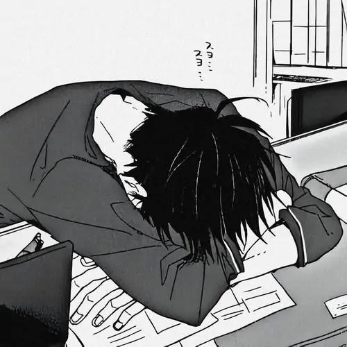 22 Một cậu trai tóc đen gục mặt xuống bàn học, cánh tay làm gối giữa giấy vở ngổn ngang, khung truyện tranh tĩnh khiến cảm giác rã rời trở nên rất thật